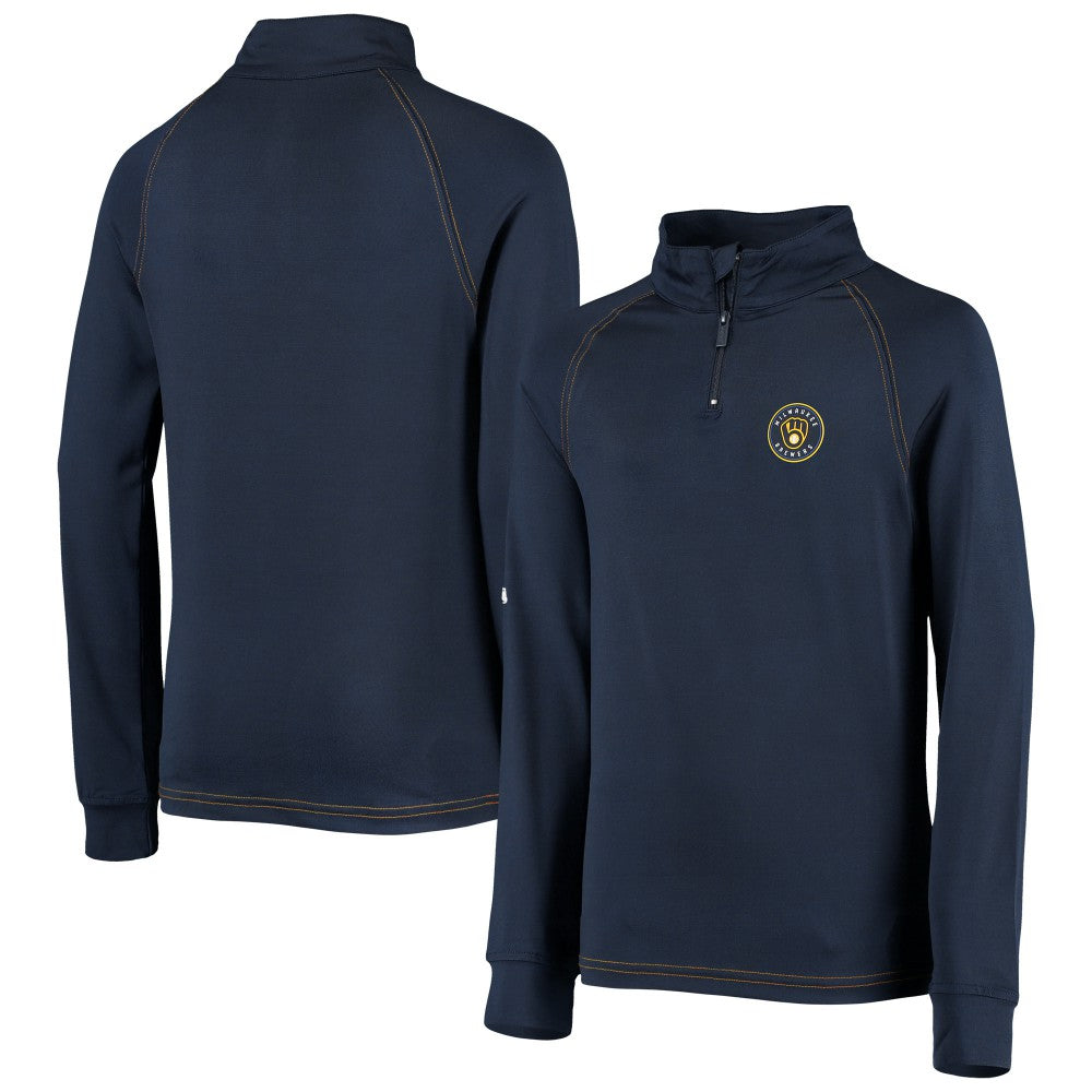 Milwaukee Brewers Stitches Youth Raglan Quarter-Zip Jacket - MLB Jackets