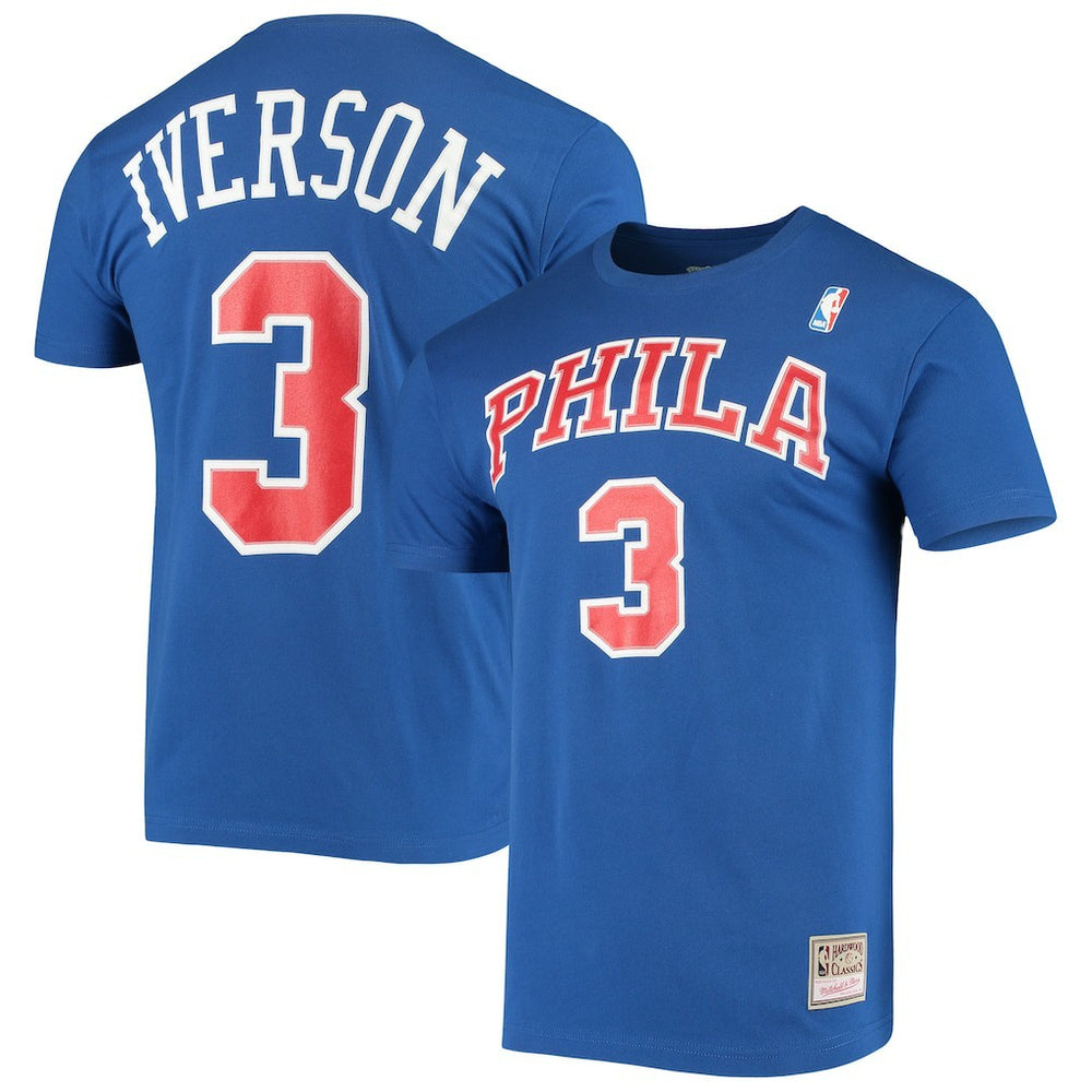 Royal Allen Iverson Philadelphia 76ers Hardwood Classics Name & Number Player T-Shirt | NBA