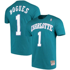 Teal Muggsy Bogues Charlotte Hornets Hardwood Classics Name & Number Player T-Shirt | NBA