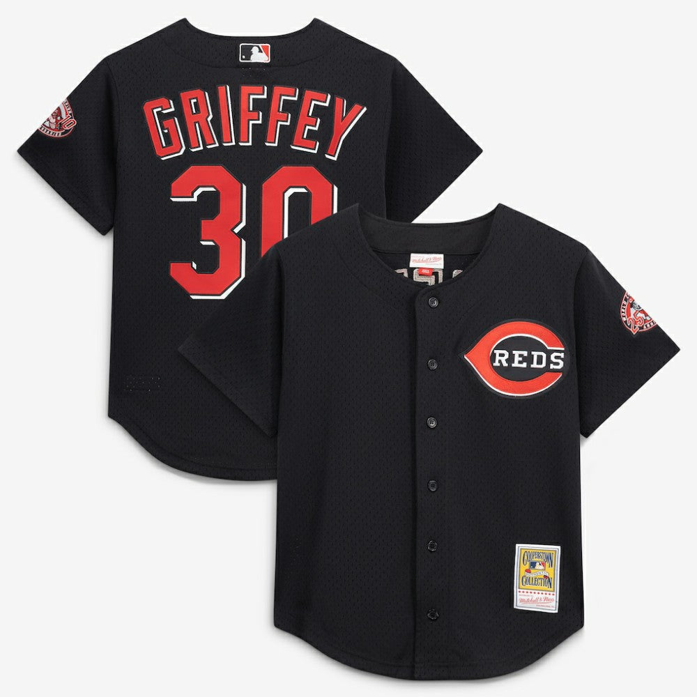 Ken Griffey Jr. Cincinnati Reds Mitchell & Ness Cooperstown Collection Mesh Batting Practice Button-Up Jersey - MLB Jerseys