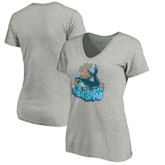 San Jose Sharks Women's Graffiti Shark V-Neck T-Shirt - NHL T-shirts