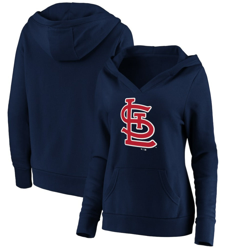 St. Louis Cardinals Fanatics Women's Official Logo Crossover V-Neck Pullover Hoodie - MLB Hoodies