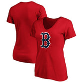Boston Red Sox Fanatics Women's Core Official Logo V-Neck T-Shirt - MLB T-shirts