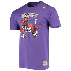 Purple Tracy McGrady Toronto Raptors Hardwood Classics Stitch Name & Number T-Shirt | NBA