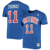 Blue Isiah Thomas Detroit Pistons Hardwood Classics Stitch Name & Number T-Shirt sale | NBA