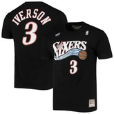 Black Allen Iverson Philadelphia 76ers Hardwood Classics Stitch Name & Number T-Shirt sale | NBA