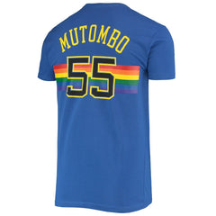 Royal Dikembe Mutombo Denver Nuggets Hardwood Classics Stitch Name & Number T-Shirt sale | NBA