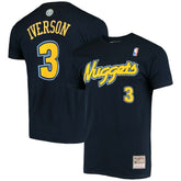 Navy Allen Iverson Denver Nuggets Hardwood Classics Stitch Name & Number T-Shirt sale | NBA