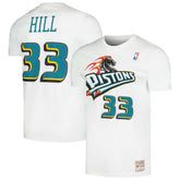 White Grant Hill Detroit Pistons Hardwood Classics Stitch Name & Number T-Shirt sale | NBA