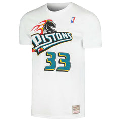 White Grant Hill Detroit Pistons Hardwood Classics Stitch Name & Number T-Shirt sale | NBA