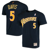Navy Baron Davis Golden State Warriors Hardwood Classics Stitch Name & Number T-Shirt sale | NBA