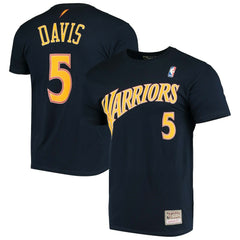 Navy Baron Davis Golden State Warriors Hardwood Classics Stitch Name & Number T-Shirt sale | NBA