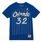 Blue Shaquille O'Neal Orlando Magic Hardwood Classics Stitch Name & Number T-Shirt | NBA