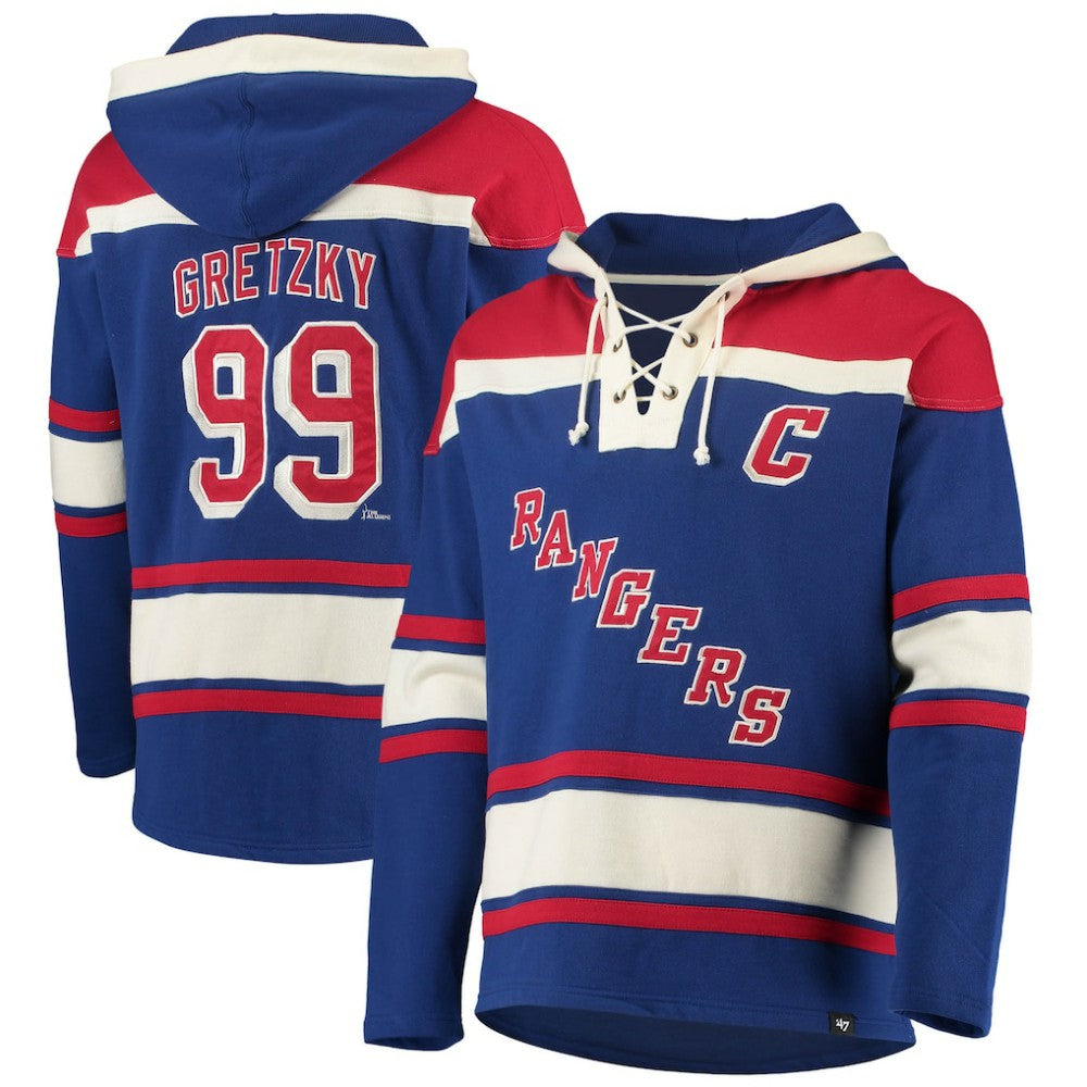Wayne Gretzky New York Rangers '47 Retired Player Name & Number Lacer Pullover Hoodie - NHL Hoodies