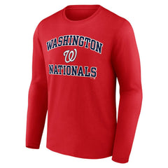 Men's Red Washington Nationals Team Heart & Soul Long Sleeve T-Shirt - MLB T-shirts