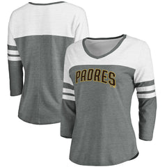 San Diego Padres Fanatics Women's Official Wordmark 3/4 Sleeve V-Neck T-Shirt - MLB T-shirts