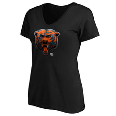 Chicago Bears Women's Midnight Mascot Logo V-Neck T-Shirt | NFL Discount