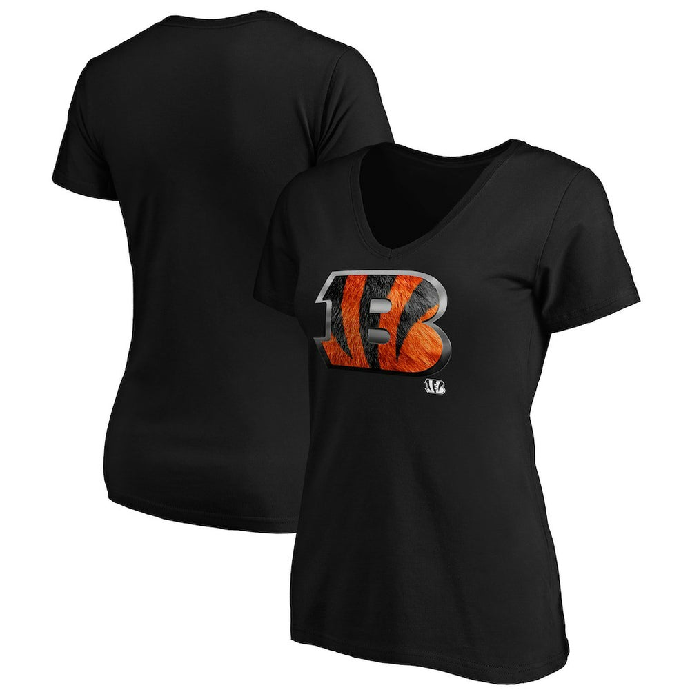 Cincinnati Bengals Women's Midnight Mascot Logo V-Neck T-Shirt | NFL Outlet