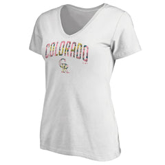 Colorado Rockies Women's Floral Arched Logo V-Neck T-Shirt - MLB T-shirts