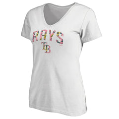 Tampa Bay Rays Women's Floral Arched Logo V-Neck T-Shirt - MLB T-shirts