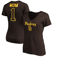 San Diego Padres Women's #1 Mom Logo V-Neck T-Shirt - MLB T-shirts