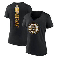 David Pastrnak Boston Bruins Women's Playmaker V-Neck T-Shirt - NHL T-shirts