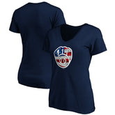 Milwaukee Brewers Logo Women's Banner Wave V-Neck T-Shirt - MLB T-shirts
