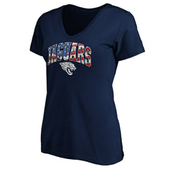 Jacksonville Jaguars Logo Women's Banner Wave V-Neck T-Shirt | NFL US
