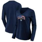 New Orleans Saints Women's Banner Wave V-Neck Long Sleeve T-Shirt | NFL Discount