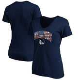 Navy Golden State Warriors Women's Banner Wave V-Neck T-Shirt sale | NBA