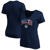 Navy Milwaukee Bucks Women's Banner Wave V-Neck T-Shirt | NBA