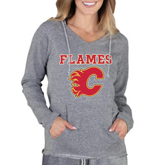 Calgary Flames Concepts Sport Women's Mainstream Terry Tri-Blend Long Sleeve Hooded Top - NHL