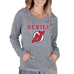 New Jersey Devils Concepts Sport Women's Mainstream Terry Tri-Blend Long Sleeve Hooded Top - NHL Jerseys