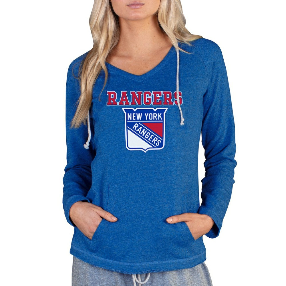 New York Rangers Concepts Sport Women's Mainstream Terry Tri-Blend Long Sleeve Hooded Top - NHL