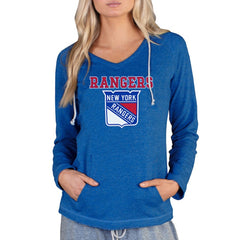 New York Rangers Concepts Sport Women's Mainstream Terry Tri-Blend Long Sleeve Hooded Top - NHL