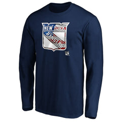 New York Rangers Banner Wave Logo Long Sleeve T-Shirt - NHL T-shirts