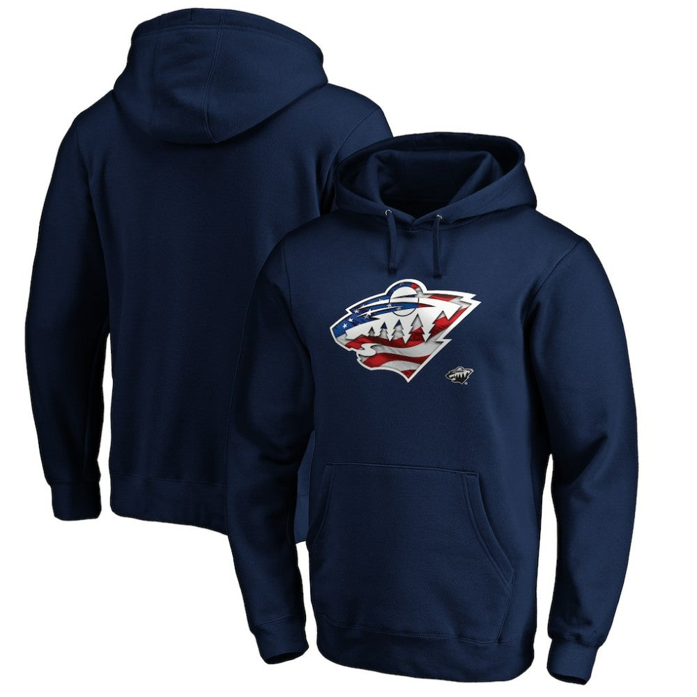 Minnesota Wild Banner Wave Logo Pullover Hoodie - NHL Hoodies