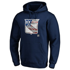 New York Rangers Banner Wave Logo Pullover Hoodie - NHL Hoodies