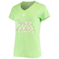 San Francisco Giants Soft as a Grape Women's Script Floral V-Neck T-Shirt - MLB T-shirts