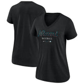 Miami Marlins Nike Women's Authentic Collection Tri-Blend V-Neck T-Shirt - MLB T-shirts