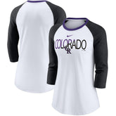 Colorado Rockies Nike Women's Color Split Tri-Blend 3/4-Sleeve Raglan T-Shirt - MLB T-shirts