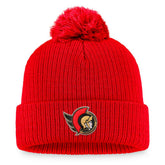 Ottawa Senators Fanatics Core Primary Logo Cuffed Knit Hat with Pom - NHL Hats
