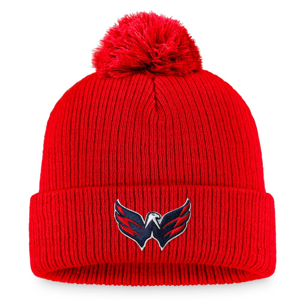 Washington Capitals Fanatics Primary Logo Cuffed Knit Hat with Pom - NHL Hats
