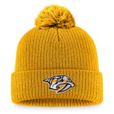 Nashville Predators Fanatics Primary Logo Cuffed Knit Hat with Pom - NHL Hats