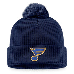 St. Louis Blues Fanatics Primary Logo Cuffed Knit Hat with Pom - NHL Hats