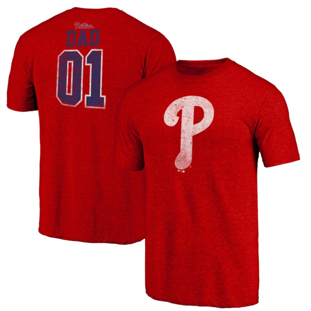 Philadelphia Phillies Father's Day Greatest Dad Tri-Blend T-Shirt - MLB T-shirts