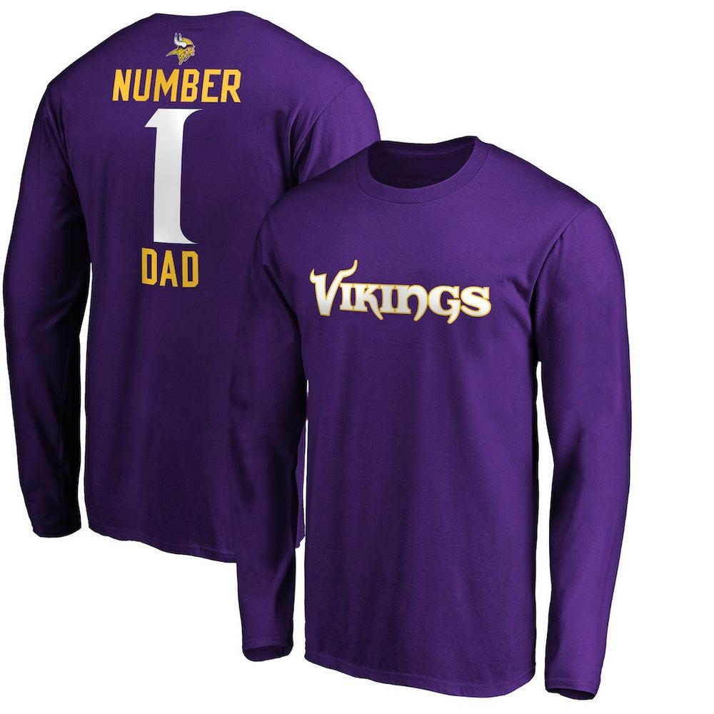 Minnesota Vikings #1 Dad Long Sleeve Team Logo T-Shirt | NFL Discount