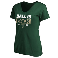 Green Milwaukee Bucks Women's Ball Is Back V-Neck T-Shirt | NBA