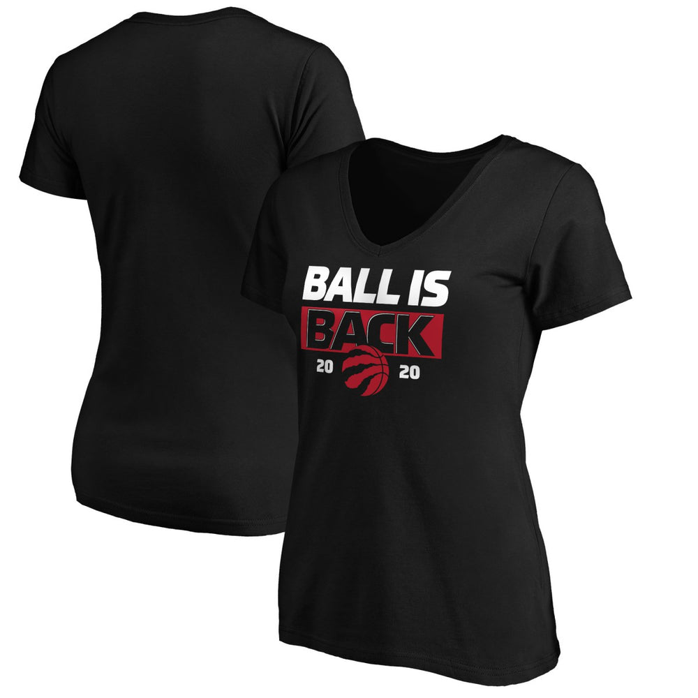 Black Toronto Raptors Women's Ball Is Back V-Neck T-Shirt | NBA