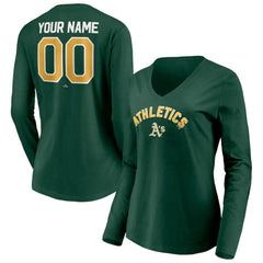 Athletics Women's Personalized Winning Streak Name & Number Long Sleeve V-Neck T-Shirt - MLB T-shirts